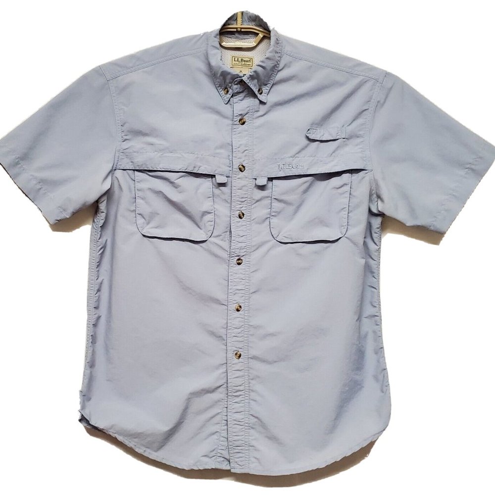 LL Bean Men’s Tropicwear Vented Fishing Hiking Button Down Shirt sz. Medium Gray